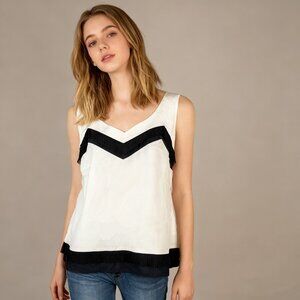 NWOT Mint Velvet Ivory & Ink Mesh Trim Cami Tank Top Blouse US10 UK14